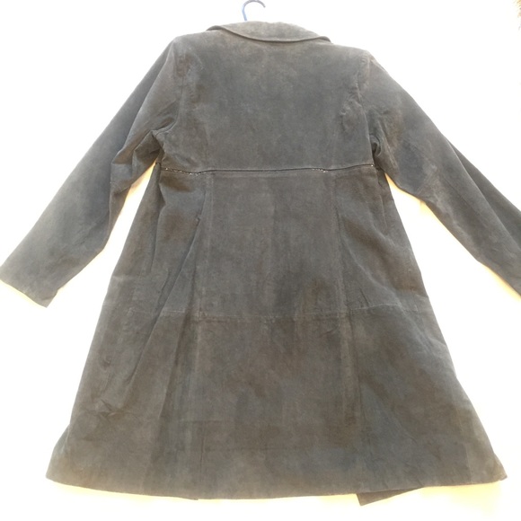 Grey M❤️Suede leather maxi long jacket coat duster - Picture 6 of 8